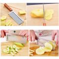 Crinkle Cut Potato/Chip/Fruit/Vegetable Wavy Blade Cutting Knife with Wooden Handle/French Fry Potato Cutter. 