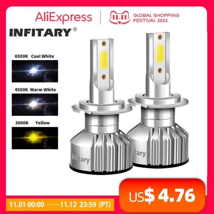 Infitary Mini LED Car Headlights Bulbs H7 For Auto Fog Lamp H4 H11 H8 HB4 H1 H3 HB3 9006 9007 H13 72W 12000LM 6500K Kits Bright