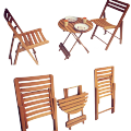 Beach Wood 4 Folding Chair and One Square Folding Table. 
