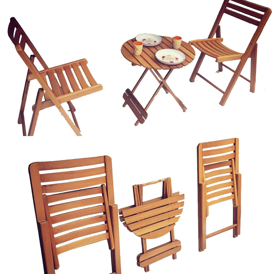 Portable High Quality wooden folding Set Chairs and Square