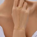 Creative Tiny Chain Bracelet Finger Rings For Women Gold Color Link Chains Connecting Hand Harness Bracelets Jewelry Gift. 