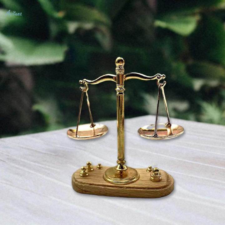 Vintage%201:12%20Dollhouse%20Miniature%20Balance%20Scale%20with%206%20Weight%20for%20Room%20Pretend%20Play%20Furniture%20-%20Image%206