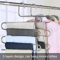 Stainless Steel Trousers Hanger Multi Purpose Pants Hangers Rack Stainless Steel Magic for Hanging Trousers Jeans Scarf Tie Clothes Space Saving Storage Rack 5 Layers. 