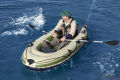 Bestway Hydro-Force Voyager 300 Inflatable River Boat w/Built-in Fishing Rod Holders, Tan. 