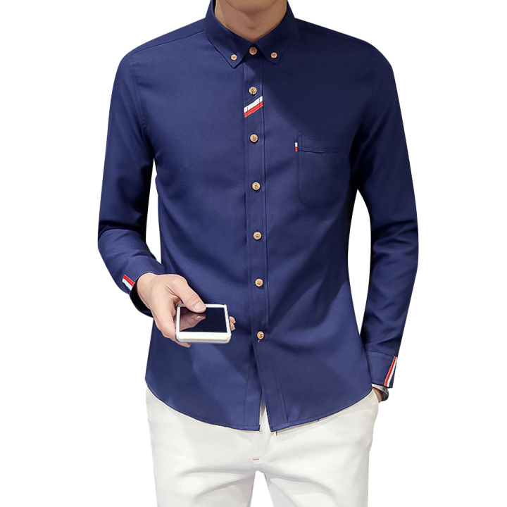 Yfashion%20Men%20Slim%20Long-sleeve%20%20Shirts%20Simple%20Stretch%20Lapel%20Collar%20Single-breasted%20Solid%20Color%20Business%20Casual%20Button%20Down%20Shirt%20With%20Pockets%20color%20-%20Image%205
