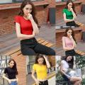 Small Half High Neck Short Sleeve Women's Wear T-shirt Clothes Tight And Thin Bottom Shirt Spring And Summer. 