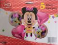 Minnie Mouse 5 Foil Balloons Set For Girl Birthday Decoration. 