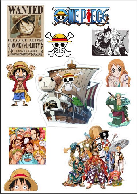 One Piece A5 uncut Anime Stickers, Luffy  Straw Hat Pirates Monkey D. Luffy,  Zoro ,Nami | Naruto