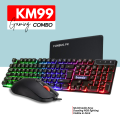 100% Original BANDA KM99 Gaming Keyboard and Mouse RGB in Low Price with Mechanical Feeling & FREE Gaming MousePad - Membrane Back Light Key Board with Glowing Luminous Keys - Wired for Mobile Pubg Laptop PC Computer Game - 112 Keys - By FunBug. 