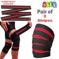 2Pcs Knee Wrap for Gym Support Strap - 2 Stripes Black and Red - Knee pad Leggings High Stretch Elastic - Breathable Knee Pain Relief Strap - Gym Squat Lifting Wraps Knee/Elbow/Ankle Supports - Size 2 meter. 