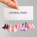 Youbo Cloud Little Duck Earrings Pendant Butterfly Cow Candy Earrings 6 Set earrings set. 