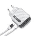 H-86 Power Charger - 2.1 Amp - Dual Charging Port With Attached 1.2m MicroUSB Cable. 