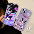 Cartoon Kuromi Dreamy Starry Sky Purple Case Compatible for IPhone 7Plus XR 12 11 14 13 15 Pro Max X XS MAX 15 6S 8 7 Plus SE 2020 Cute Little Bear Doodle 3D Wavy Curved Edge Cover. 