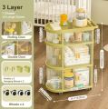 Freestanding Toy Organizer Cart With 3 Tier Foldable Storage Cabinet. 