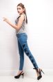 Ramblers Mid blue lace-up denim jeans with side eyelets for women WJ-02. 