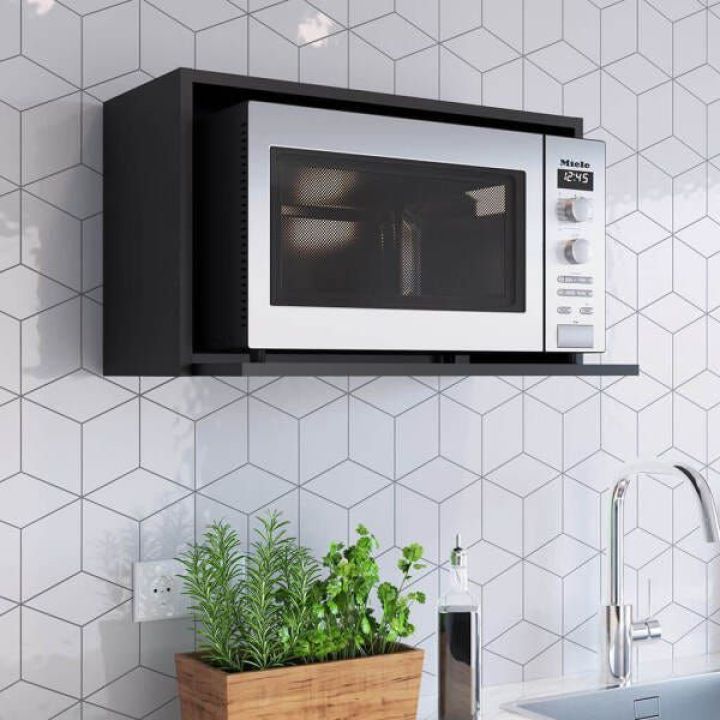 Space Saving Microwave Oven Cabinet Wall Mounted Oven Rack Microwave Shelf Kitchen Shelf