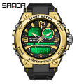 SANDA Original New Product Listing Creative Men's Watch Fashion Sports Luxury Waterproof Quartz LED Multi-function Swimming Military Men's Watch. 