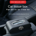 Universal Car TOYOTA Monogram Black Leather Tissue Box High Quality -Easy to Fix - Pu Leather - Office. 