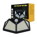100 LED Solar Wall Lamp All Sides Luminous Motion Sensor Human Induction Courtyard Waterproof Stairs Outdoor Wall Light. 
