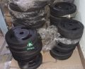 Pair of 5kg High Quality Tri-Grip Rubber Coated Weight Plates Easy for Iron Bar Dumbbell Fitness Home Gym-Black. 