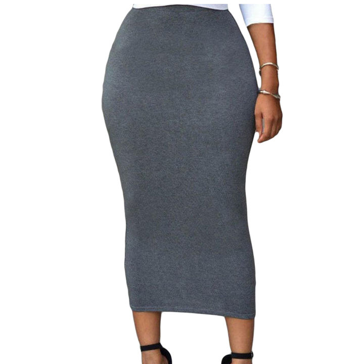 Muslim Thick Skirt Bodycon Slim High Waist Stretch Long Maxi Women Pencil Skirt