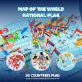 Odeez Wooden World Map With Recognition 30 Countries Flags - country name population currency national animal - for boys and girls  learning purpose high quality wood toy. 