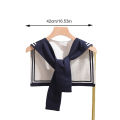 Happy night Korean College Navy Stripe Wool Knit Shoulder Cape Knotted Warm Shawl Summer Air Conditioned Room Protect Neck Woman's Scarf. 