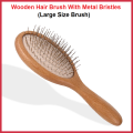 Wooden Hair Brush With Metal Bristles (Large Size) (Oval Shape) | Bamboo Wooden Hair Combs | Natural Wooden Bamboo Brush | Wooden Brush and Comb | Wood Combs For  Hair Fall | Hairbrush for Women   Men Kids | Lakri Ka Kanga Kangi | Wood Comb For Curly Hair. 