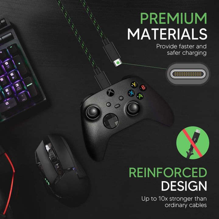 Xbox%20Controller%20Charger%20Cord%20for%20Series%20X%20-%2010'%20Nylon%20Braided%20USB%20C%20Charging%20Cable,%20Compatible%20w/Android%20Samsung%20Galaxy,%20PS5%20(Pack%20of%202)%20-%20Image%203