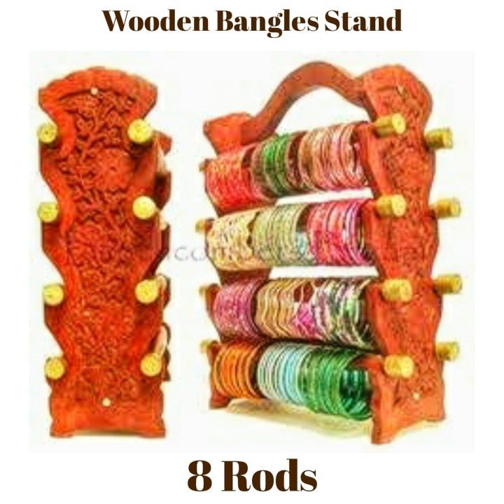 Handcrafted Floral Carved Wooden Bangle Stand – Multi-Tier Bangle Organizer Rack for Jewelry Display & Storage | Jewellery organizer | Bangles organizer | Traditional Decorative Stand for Home & Shop Use