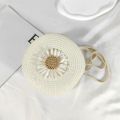 Vintage Flower Graphic Round Straw Bag Floral Decor Lightweight Shoulder Beach Bag Mini Straw Crossbody Bag. 