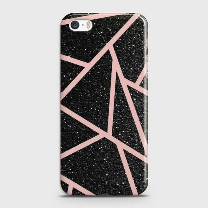 iPhone 5 Cover - SkinLee HQ Hard Case - Black Sparkle Glitter With RoseGold Lines - SKINLEE-395-1-25-11