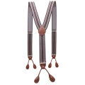 Unisex Vintage Suspenders Men Braces Adjustable 6 Button Suspender Elastic Y-Shape Strap Pants Trousers Brown Leather PU. 