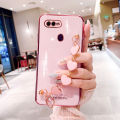 For OPPO A5s Back Cover with 3D Love Heart Wristband Chain Fashion Bracelet Shiny Plating Phone Case Soft Silicone Bumper Protective Cover. 
