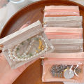 1/2Pcs Mini Ziplock Jewelry Pouch Solid Color Polyester Zipper Bag Clear Jewelry Storage Bag. 