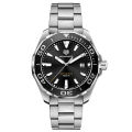 Tag Heuer Aquaracer Silver Stainless Steel Black Dial  Quartz Watch for Gents - WAY101ABA0746. 