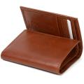 Genuine Leather 3 Fold Brown Wallet For Unisex. 