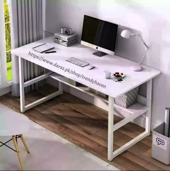 Gaming Table, Laptop Table, Computer Table, Study Table, PC Table, Table with Shelving for Storage, H-Shape Table, Office Table, Workstation Table, Portable Durable Moveable with 18 gauge iron rods and Powder coating