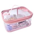 Premium Clear Makeup Bag, Transparent Cosmetic Pouch for Travel or Everyday Use, Waterproof Beach Bag for Sunscreen Skincare (Pink). 