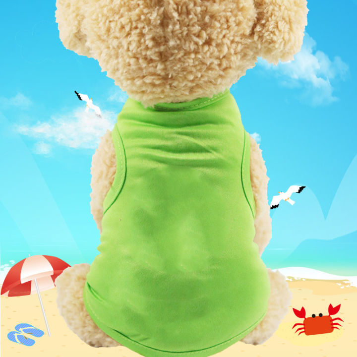 Ready Stock+Super Cheap Dog Clothes Summer 6 Colors Solid color Pet Dog Cat Shirt T-shirt Breathable Pet Vest（XS 1KG-1.5KG）