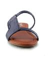 Dark Blue Faux Leather Slippers For Women. 