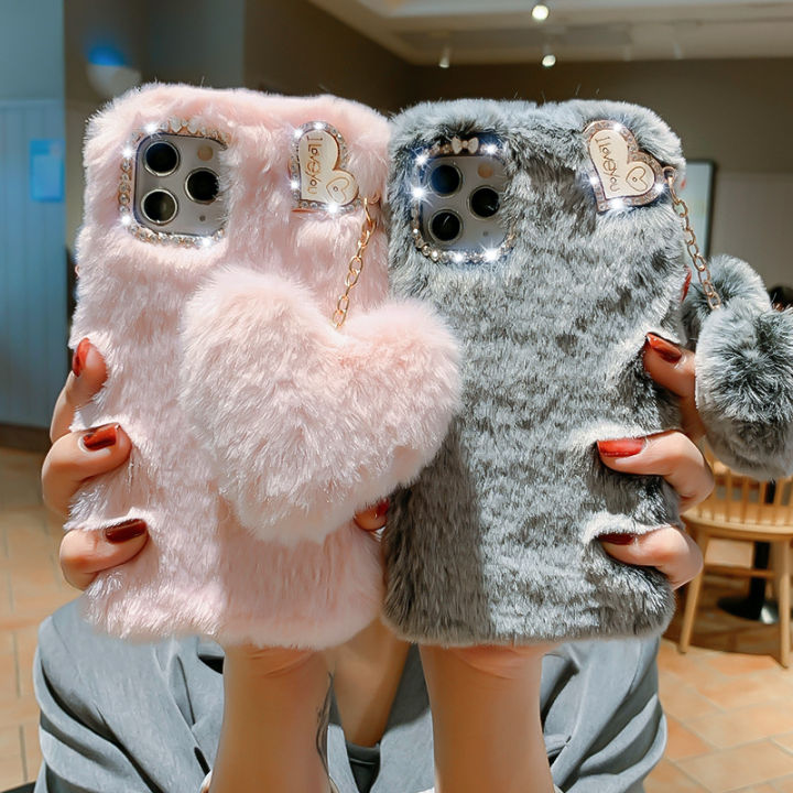 Plush Funny Soft Phone Case For Apple Funda iPhone 11 6 7 8 Plus X XS XR 12 13 14 Pro Max SE 2020 5S Winter Warm Hand Back Cover