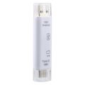 D-188 3 in 1 TF & USB to Micro USB & Type-C Card Reader OTG Adapter Connector. 