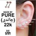 Original 5mm silver earstud tops earrings for Girls and Womens made by pure chandi 22k.. 