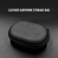 Headphone Box Earphones Case Oval Storage Bag Headphones PU Storage Box Black Portable Hold Storage Box Earphone Accessories. 