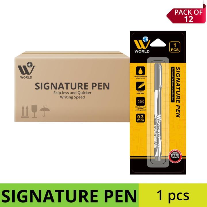 Pack of 12: WBM Signature Pen, High Quality  With Smooth Writing Experience - Black