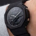 Casio G Shock Mens Black Carbon Core Guard Analog-Digital World Time Multi-Function Black Resin Band Watch-GA-2100-1A1DR. 