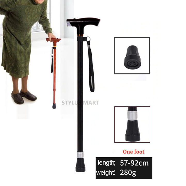 Old man stick with torch light intelligent wood color  Hiking Walking stick Trekking Poles