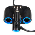 Car-Mounted One-to-Three Lighter Belt3USB Conversion One Minute Three Power Distributor Car Charger. 