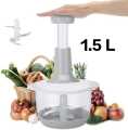 Manual Stainless Steel Multifunctional 2L Hand Push Chopper – 4 Curved Stainless Steel Blades, Meat & Vegetable Cutter, Portable Food Processor Bowl, Easy to Clean, Ideal for Kitchen Use. 